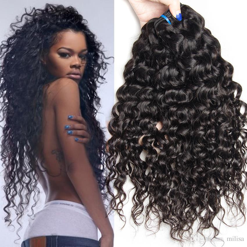 Indian Unprocessed Water Wave 100% Remy Virgin Human Hair Natural Color 3 Bundles
