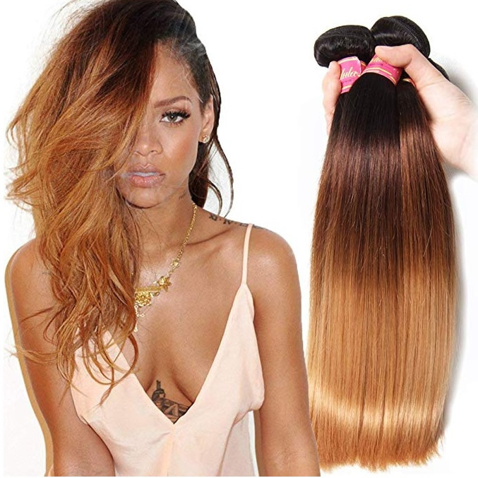 Brazilian Straight Hair Bundles Color T1B/4/27 Ombre 100% Remy Human Hair Weave 4 Boundless